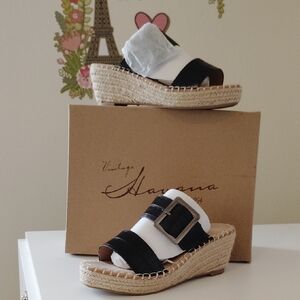 Vintage Havana Black Espadrille Wedges